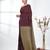 Maroon sequin-detail plain saree with beige pallu