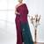 Magenta sequin-detail plain saree with teal pallu