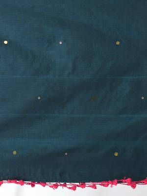 Magenta sequin-detail plain saree with teal pallu 4