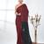 Dark red sequin-detail plain saree with black pallu