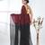 Dark red sequin-detail plain saree with black pallu