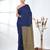 Blue sequin-detail plain saree with beige pallu