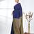 Blue sequin-detail plain saree with beige pallu