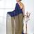 Blue sequin-detail plain saree with beige pallu