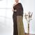 Brown sequin-detail plain saree with beige pallu