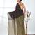 Brown sequin-detail plain saree with beige pallu