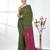 Green sequin-detail plain saree with magenta pallu
