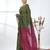 Green sequin-detail plain saree with magenta pallu