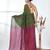 Green sequin-detail plain saree with magenta pallu
