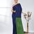 Blue sequin-detail plain saree with green pallu