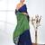 Blue sequin-detail plain saree with green pallu
