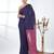 Purple sequin-detail plain saree with pink pallu