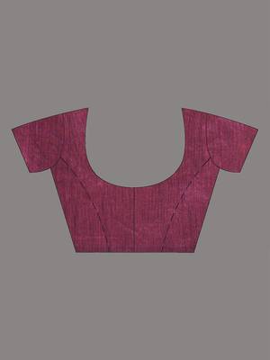 Purple sequin-detail plain saree with pink pallu 5