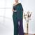 Teal sequin-detail plain saree with purple pallu
