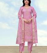 Light pink roman embroidered work kurta set