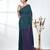 Teal sequin-detail plain saree with purple pallu