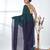 Teal sequin-detail plain saree with purple pallu
