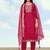 Rani pink roman embroidered work kurta set