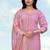 Light pink roman embroidered work kurta set