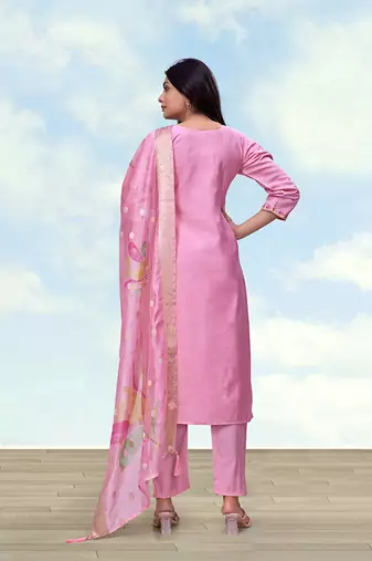 Light pink roman embroidered work kurta set