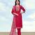 Rani pink roman embroidered work kurta set