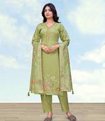 Parrot green roman simar embroidered work kurta set