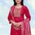 Rani pink roman embroidered work kurta set