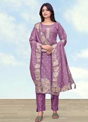 Lavender simar dyble print sttiched kurta set 1