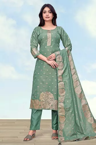 Sea green simar dyble print sttiched kurta set