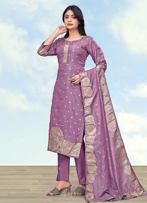 Lavender simar dyble print sttiched kurta set 2