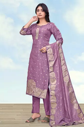Lavender simar dyble print sttiched kurta set