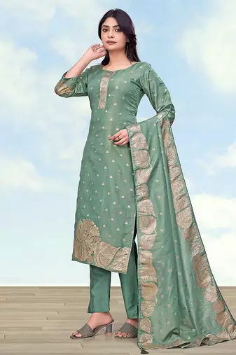 Sea green simar dyble print sttiched kurta set