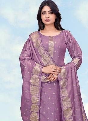 Lavender simar dyble print sttiched kurta set 3