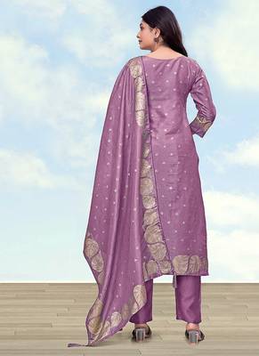 Lavender simar dyble print sttiched kurta set 4