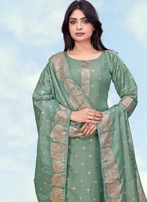 Sea green simar dyble print sttiched kurta set 3