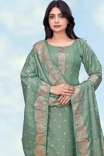 Sea green simar dyble print sttiched kurta set