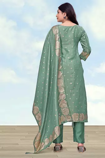 Sea green simar dyble print sttiched kurta set