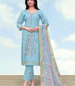 Light blue roman embroidered work kurta set