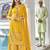 Pure georgette party wear sharara in yellow color with embroidery work