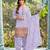 Pure georgette party wear suit in lavender color with embroidery work