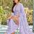Pure georgette party wear suit in lavender color with embroidery work