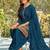 Pure georgette party wear suit in teal blue color with embroidery work