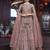 Soft premium net wedding wear gown in pink with embroidery & stone work