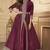 Georgette party wear anarkali suit in light wine with embroidery work