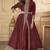 Georgette party wear anarkali suit in maroon color with embroidery work
