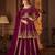 Georgette party wear sharara in violet color with embroidery work
