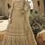 Soft premium net wedding wear gown in golden with embroidery & stone work