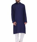 Navy blue rayon straight long kurta with white pants