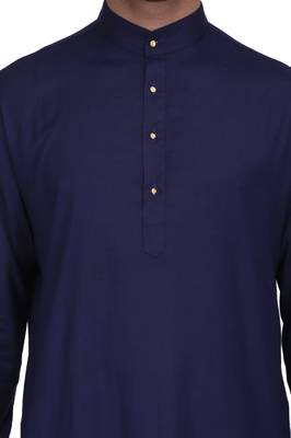 Navy blue rayon straight long kurta with white pants 4
