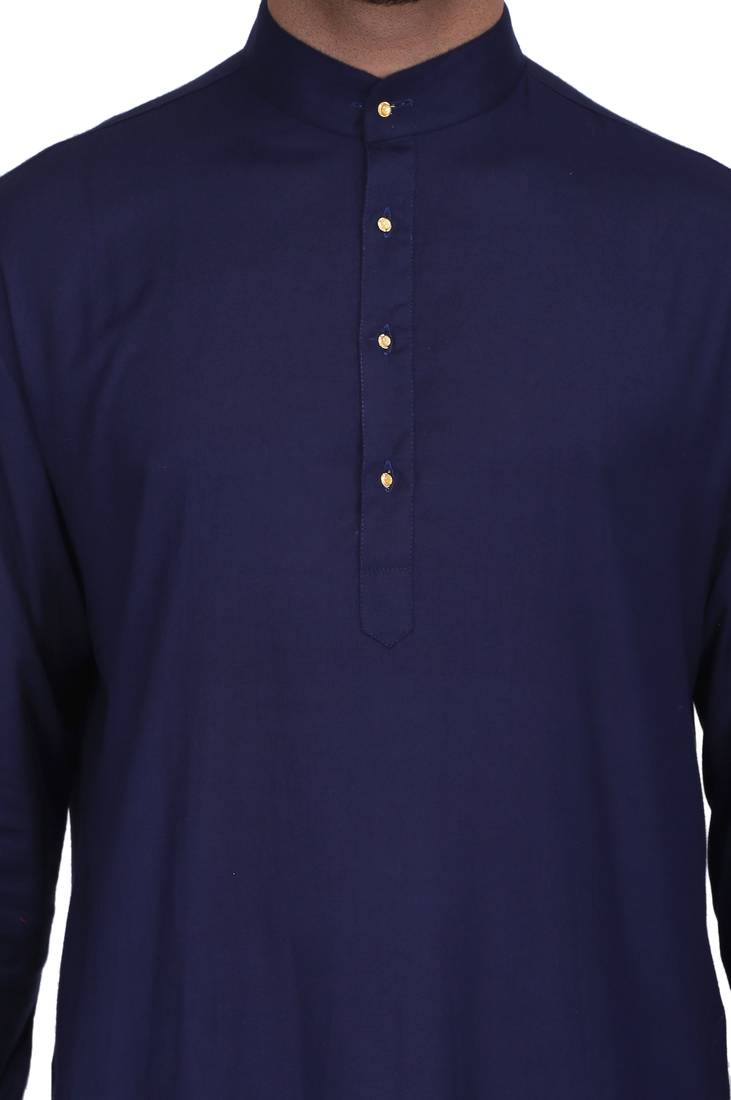 Navy blue rayon straight long kurta with white pants
